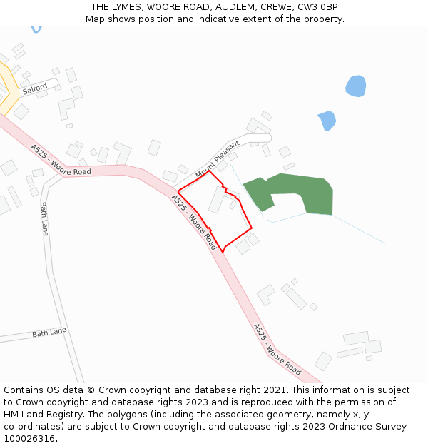 THE LYMES, WOORE ROAD, AUDLEM, CREWE, CW3 0BP: Location map and indicative extent of plot