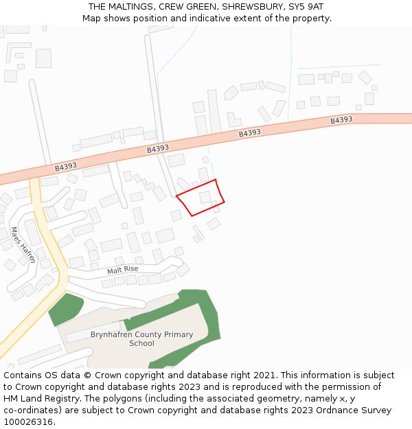 THE MALTINGS, CREW GREEN, SHREWSBURY, SY5 9AT: Location map and indicative extent of plot