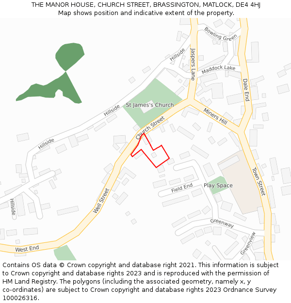 THE MANOR HOUSE, CHURCH STREET, BRASSINGTON, MATLOCK, DE4 4HJ: Location map and indicative extent of plot