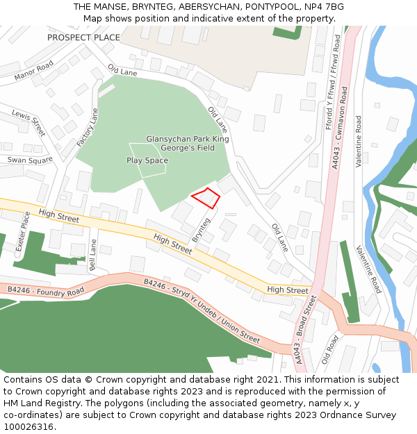 THE MANSE, BRYNTEG, ABERSYCHAN, PONTYPOOL, NP4 7BG: Location map and indicative extent of plot