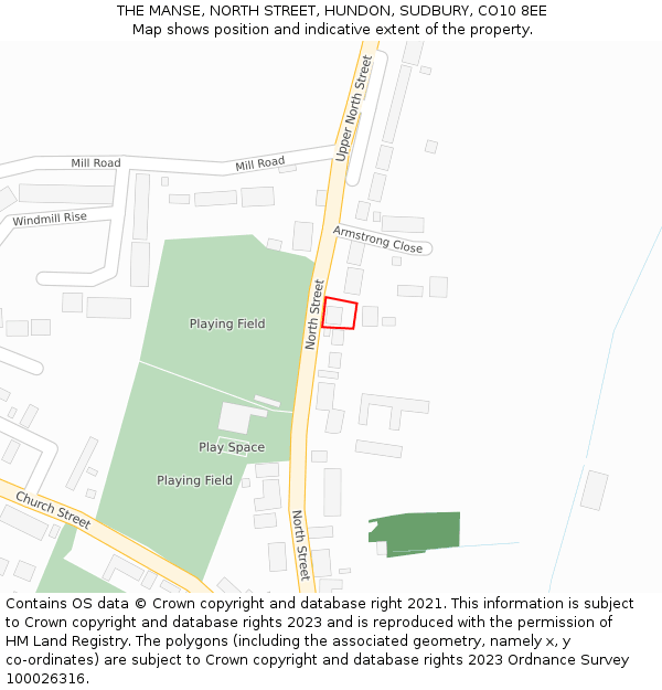 THE MANSE, NORTH STREET, HUNDON, SUDBURY, CO10 8EE: Location map and indicative extent of plot