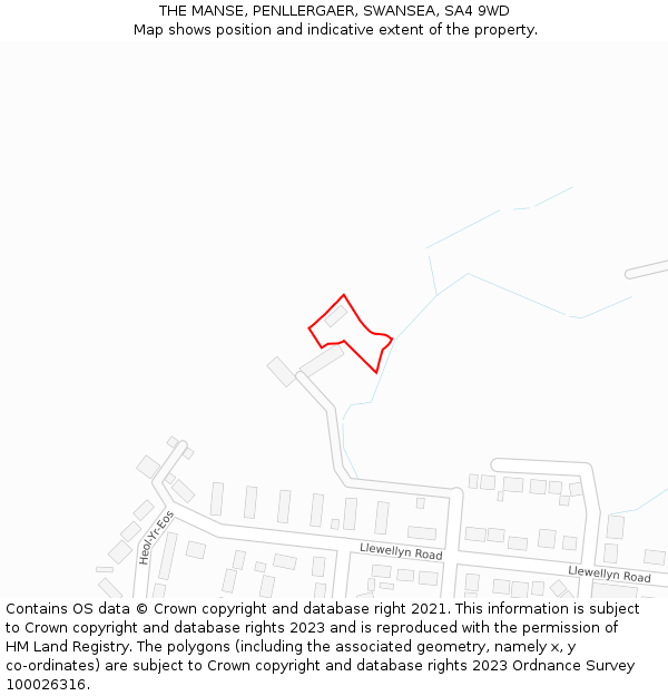 THE MANSE, PENLLERGAER, SWANSEA, SA4 9WD: Location map and indicative extent of plot