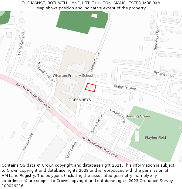 THE MANSE, ROTHWELL LANE, LITTLE HULTON, MANCHESTER, M38 9XA: Location map and indicative extent of plot