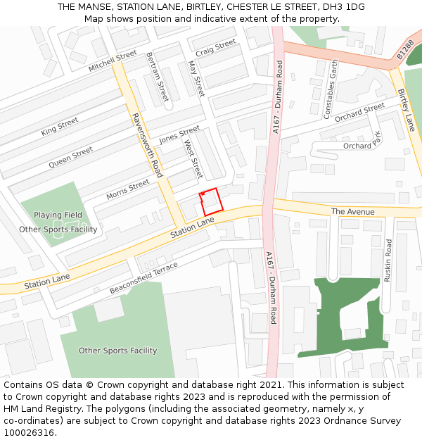 THE MANSE, STATION LANE, BIRTLEY, CHESTER LE STREET, DH3 1DG: Location map and indicative extent of plot