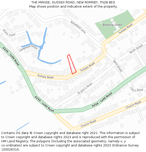 THE MANSE, SUSSEX ROAD, NEW ROMNEY, TN28 8EG: Location map and indicative extent of plot