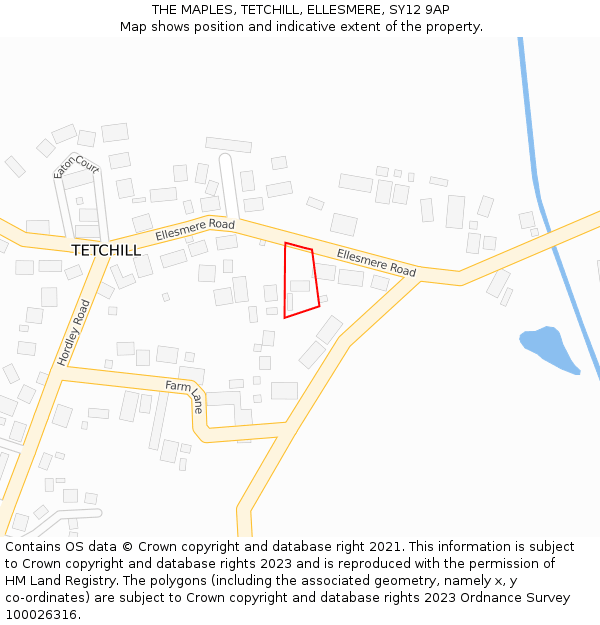 THE MAPLES, TETCHILL, ELLESMERE, SY12 9AP: Location map and indicative extent of plot