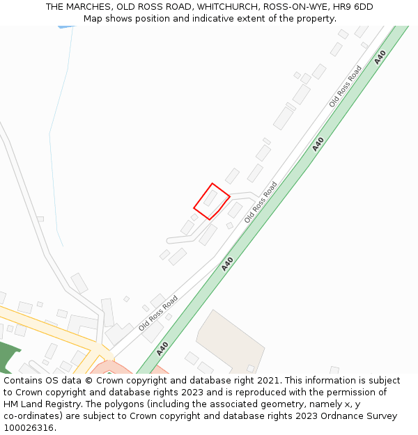 THE MARCHES, OLD ROSS ROAD, WHITCHURCH, ROSS-ON-WYE, HR9 6DD: Location map and indicative extent of plot