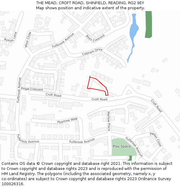 THE MEAD, CROFT ROAD, SHINFIELD, READING, RG2 9EY: Location map and indicative extent of plot