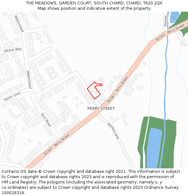 THE MEADOWS, GARDEN COURT, SOUTH CHARD, CHARD, TA20 2QX: Location map and indicative extent of plot