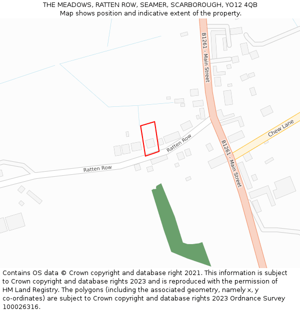 THE MEADOWS, RATTEN ROW, SEAMER, SCARBOROUGH, YO12 4QB: Location map and indicative extent of plot