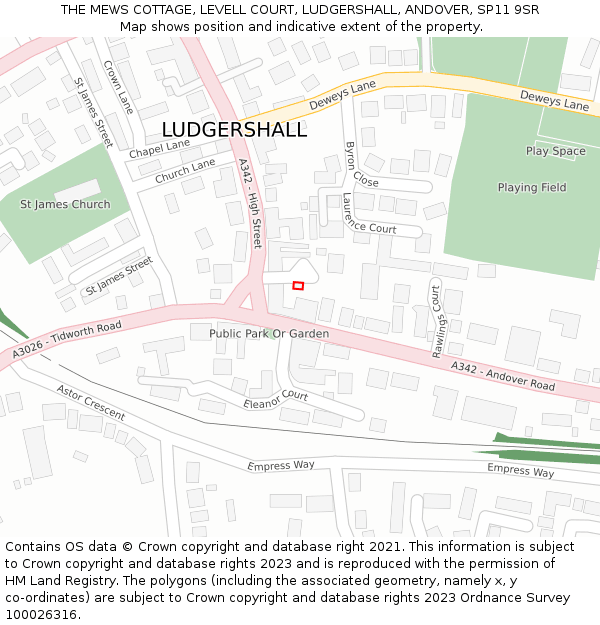 THE MEWS COTTAGE, LEVELL COURT, LUDGERSHALL, ANDOVER, SP11 9SR: Location map and indicative extent of plot