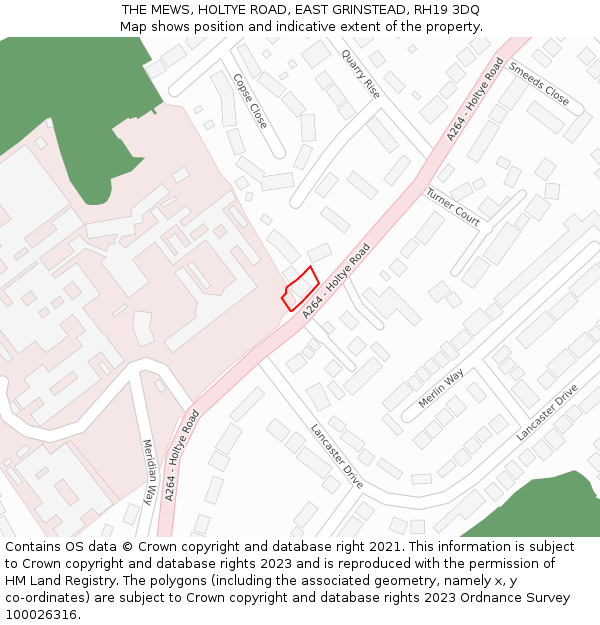 THE MEWS, HOLTYE ROAD, EAST GRINSTEAD, RH19 3DQ: Location map and indicative extent of plot