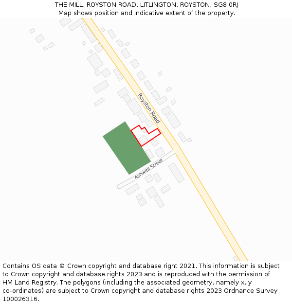 THE MILL, ROYSTON ROAD, LITLINGTON, ROYSTON, SG8 0RJ: Location map and indicative extent of plot