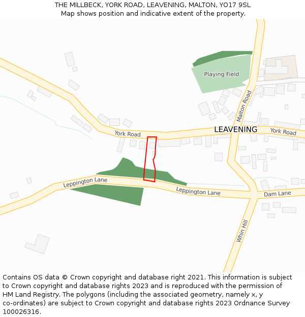 THE MILLBECK, YORK ROAD, LEAVENING, MALTON, YO17 9SL: Location map and indicative extent of plot