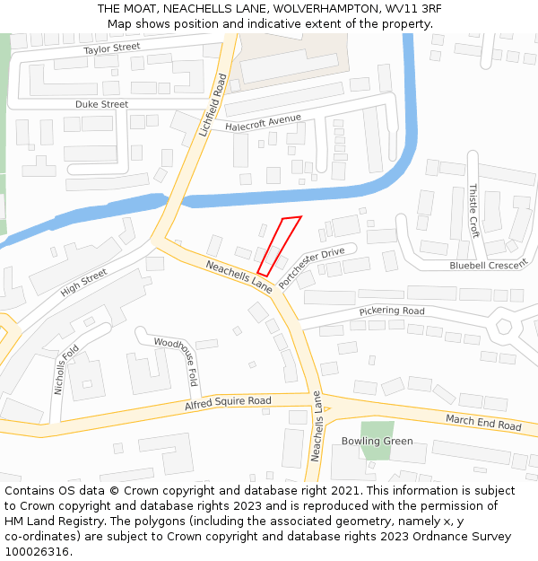 THE MOAT, NEACHELLS LANE, WOLVERHAMPTON, WV11 3RF: Location map and indicative extent of plot