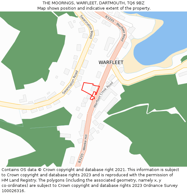 THE MOORINGS, WARFLEET, DARTMOUTH, TQ6 9BZ: Location map and indicative extent of plot
