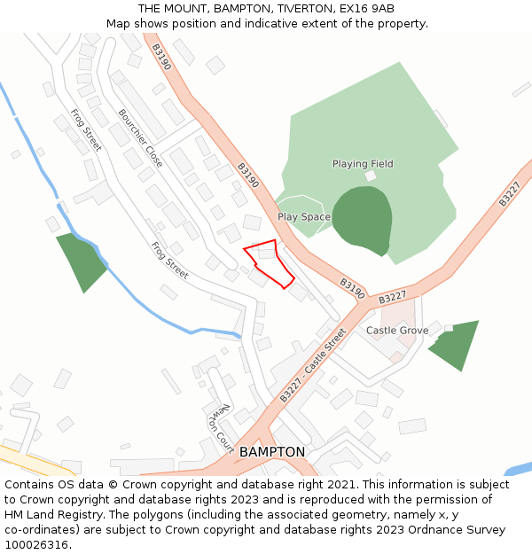 THE MOUNT, BAMPTON, TIVERTON, EX16 9AB: Location map and indicative extent of plot