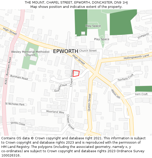 THE MOUNT, CHAPEL STREET, EPWORTH, DONCASTER, DN9 1HJ: Location map and indicative extent of plot