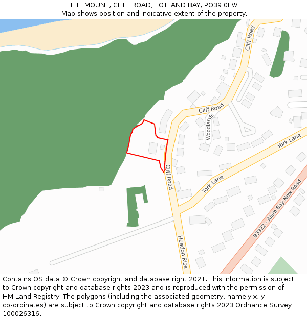 THE MOUNT, CLIFF ROAD, TOTLAND BAY, PO39 0EW: Location map and indicative extent of plot