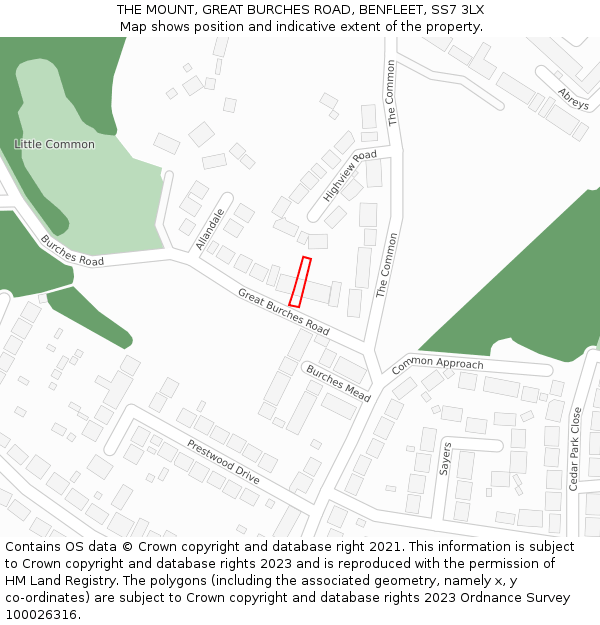 THE MOUNT, GREAT BURCHES ROAD, BENFLEET, SS7 3LX: Location map and indicative extent of plot