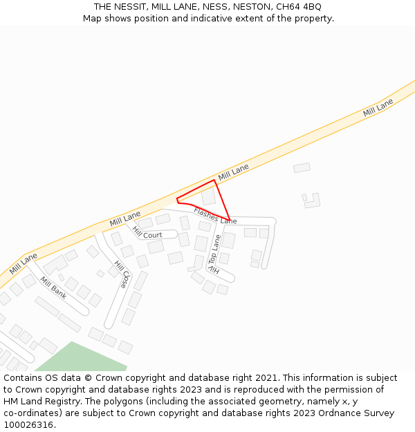 THE NESSIT, MILL LANE, NESS, NESTON, CH64 4BQ: Location map and indicative extent of plot