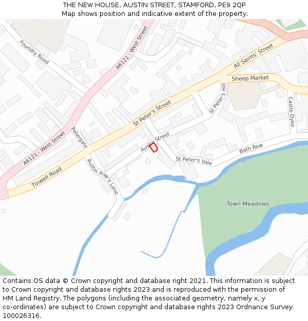 THE NEW HOUSE, AUSTIN STREET, STAMFORD, PE9 2QP: Location map and indicative extent of plot