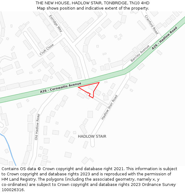 THE NEW HOUSE, HADLOW STAIR, TONBRIDGE, TN10 4HD: Location map and indicative extent of plot