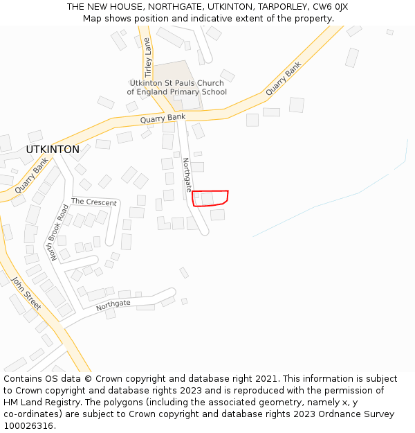 THE NEW HOUSE, NORTHGATE, UTKINTON, TARPORLEY, CW6 0JX: Location map and indicative extent of plot