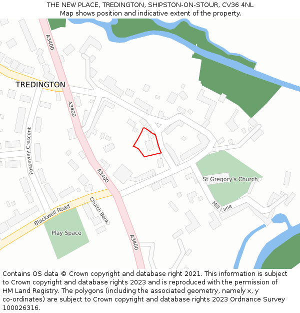 THE NEW PLACE, TREDINGTON, SHIPSTON-ON-STOUR, CV36 4NL: Location map and indicative extent of plot