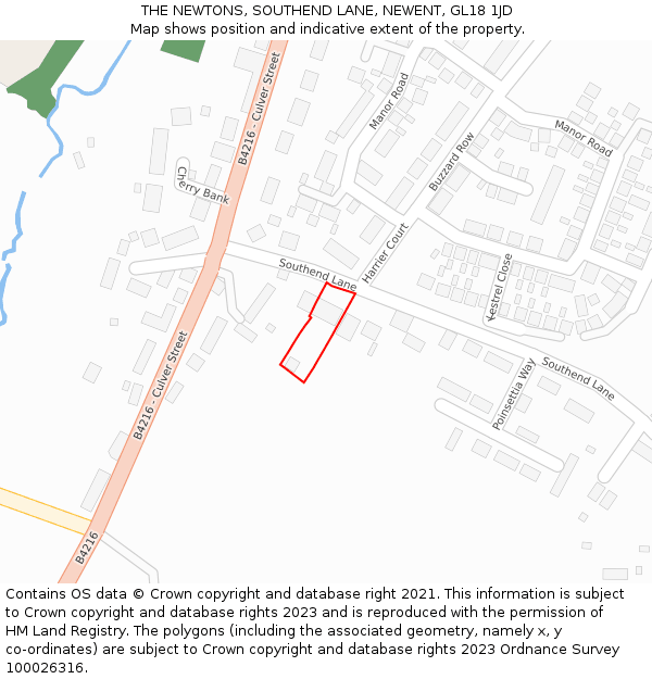 THE NEWTONS, SOUTHEND LANE, NEWENT, GL18 1JD: Location map and indicative extent of plot