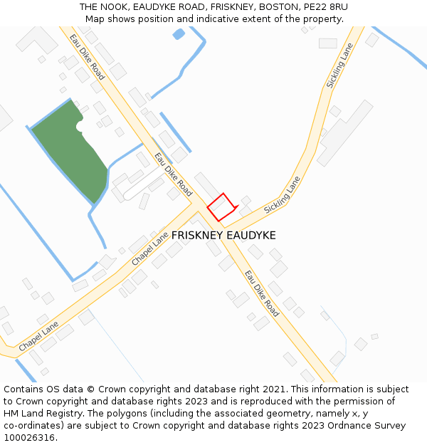 THE NOOK, EAUDYKE ROAD, FRISKNEY, BOSTON, PE22 8RU: Location map and indicative extent of plot
