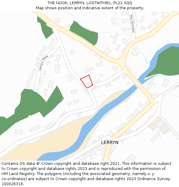 THE NOOK, LERRYN, LOSTWITHIEL, PL22 0QQ: Location map and indicative extent of plot