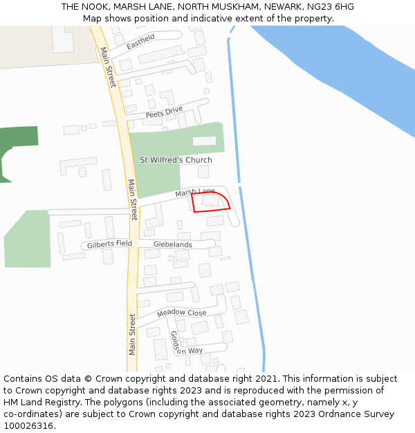 THE NOOK, MARSH LANE, NORTH MUSKHAM, NEWARK, NG23 6HG: Location map and indicative extent of plot