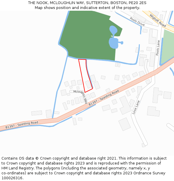 THE NOOK, MCLOUGHLIN WAY, SUTTERTON, BOSTON, PE20 2ES: Location map and indicative extent of plot