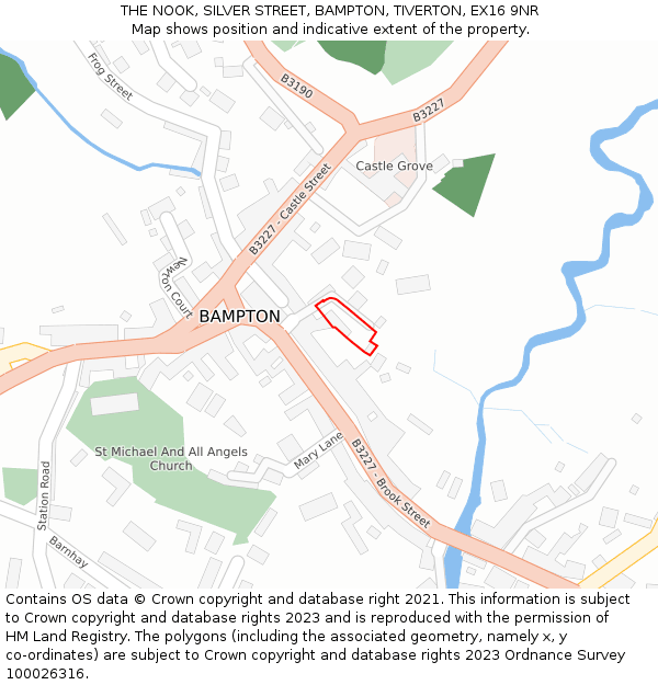 THE NOOK, SILVER STREET, BAMPTON, TIVERTON, EX16 9NR: Location map and indicative extent of plot