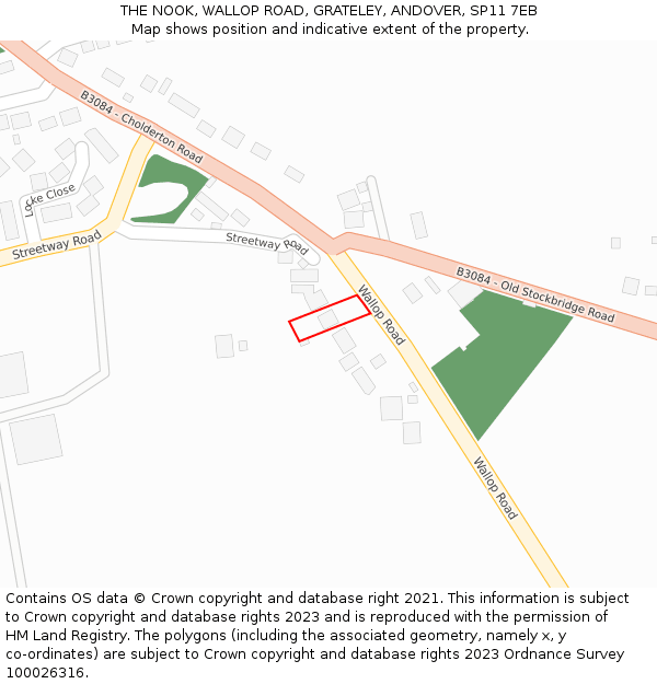 THE NOOK, WALLOP ROAD, GRATELEY, ANDOVER, SP11 7EB: Location map and indicative extent of plot