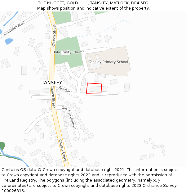 THE NUGGET, GOLD HILL, TANSLEY, MATLOCK, DE4 5FG: Location map and indicative extent of plot