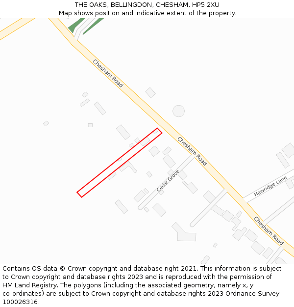 THE OAKS, BELLINGDON, CHESHAM, HP5 2XU: Location map and indicative extent of plot