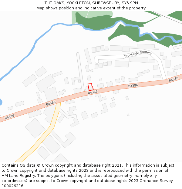 THE OAKS, YOCKLETON, SHREWSBURY, SY5 9PN: Location map and indicative extent of plot