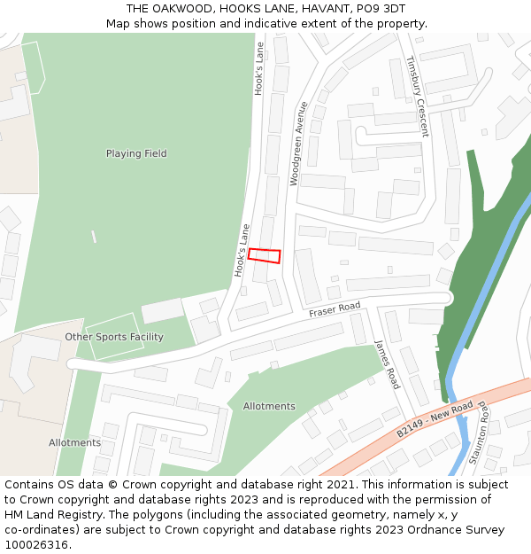 THE OAKWOOD, HOOKS LANE, HAVANT, PO9 3DT: Location map and indicative extent of plot