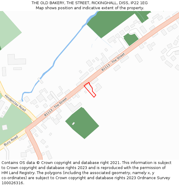 THE OLD BAKERY, THE STREET, RICKINGHALL, DISS, IP22 1EG: Location map and indicative extent of plot