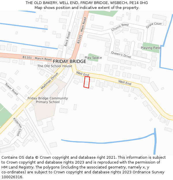 THE OLD BAKERY, WELL END, FRIDAY BRIDGE, WISBECH, PE14 0HG: Location map and indicative extent of plot