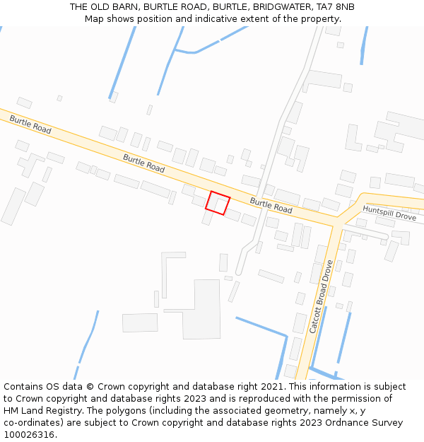 THE OLD BARN, BURTLE ROAD, BURTLE, BRIDGWATER, TA7 8NB: Location map and indicative extent of plot
