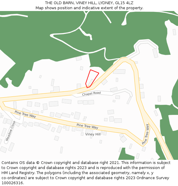 THE OLD BARN, VINEY HILL, LYDNEY, GL15 4LZ: Location map and indicative extent of plot