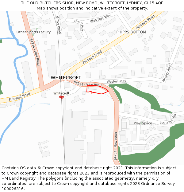THE OLD BUTCHERS SHOP, NEW ROAD, WHITECROFT, LYDNEY, GL15 4QF: Location map and indicative extent of plot