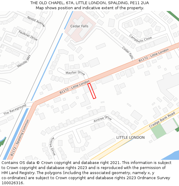 THE OLD CHAPEL, 67A, LITTLE LONDON, SPALDING, PE11 2UA: Location map and indicative extent of plot