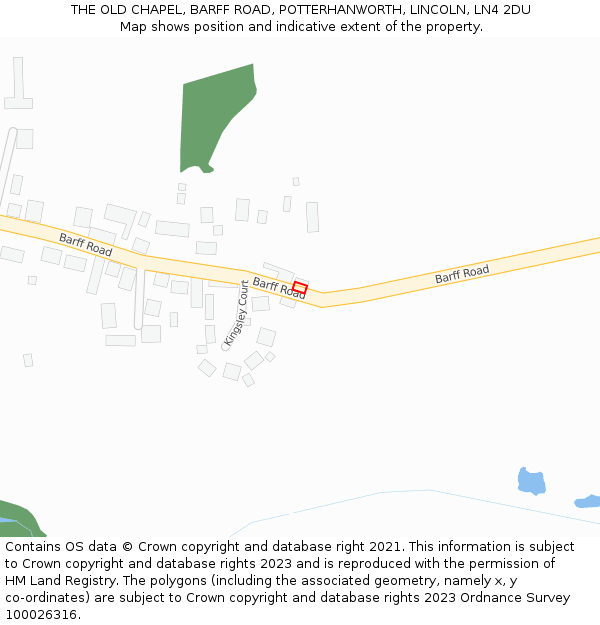 THE OLD CHAPEL, BARFF ROAD, POTTERHANWORTH, LINCOLN, LN4 2DU: Location map and indicative extent of plot