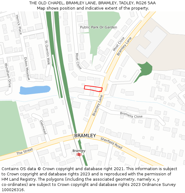 THE OLD CHAPEL, BRAMLEY LANE, BRAMLEY, TADLEY, RG26 5AA: Location map and indicative extent of plot