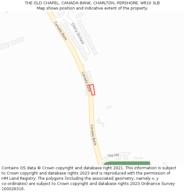 THE OLD CHAPEL, CANADA BANK, CHARLTON, PERSHORE, WR10 3LB: Location map and indicative extent of plot