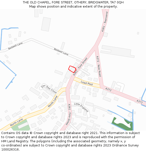 THE OLD CHAPEL, FORE STREET, OTHERY, BRIDGWATER, TA7 0QH: Location map and indicative extent of plot